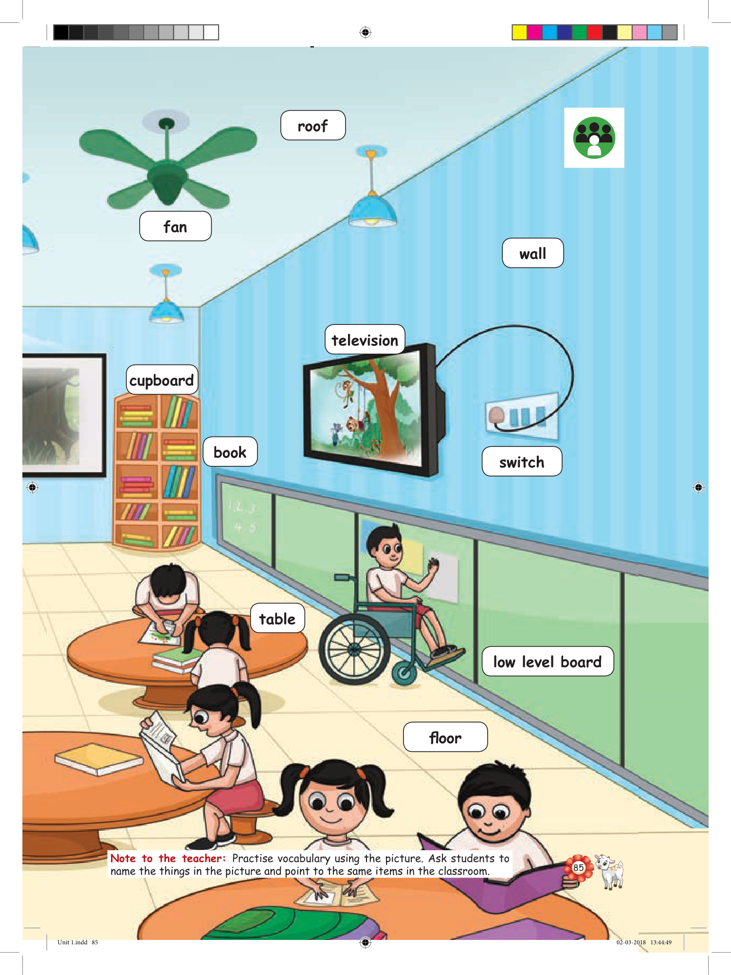 Classroom picture with labeled objects